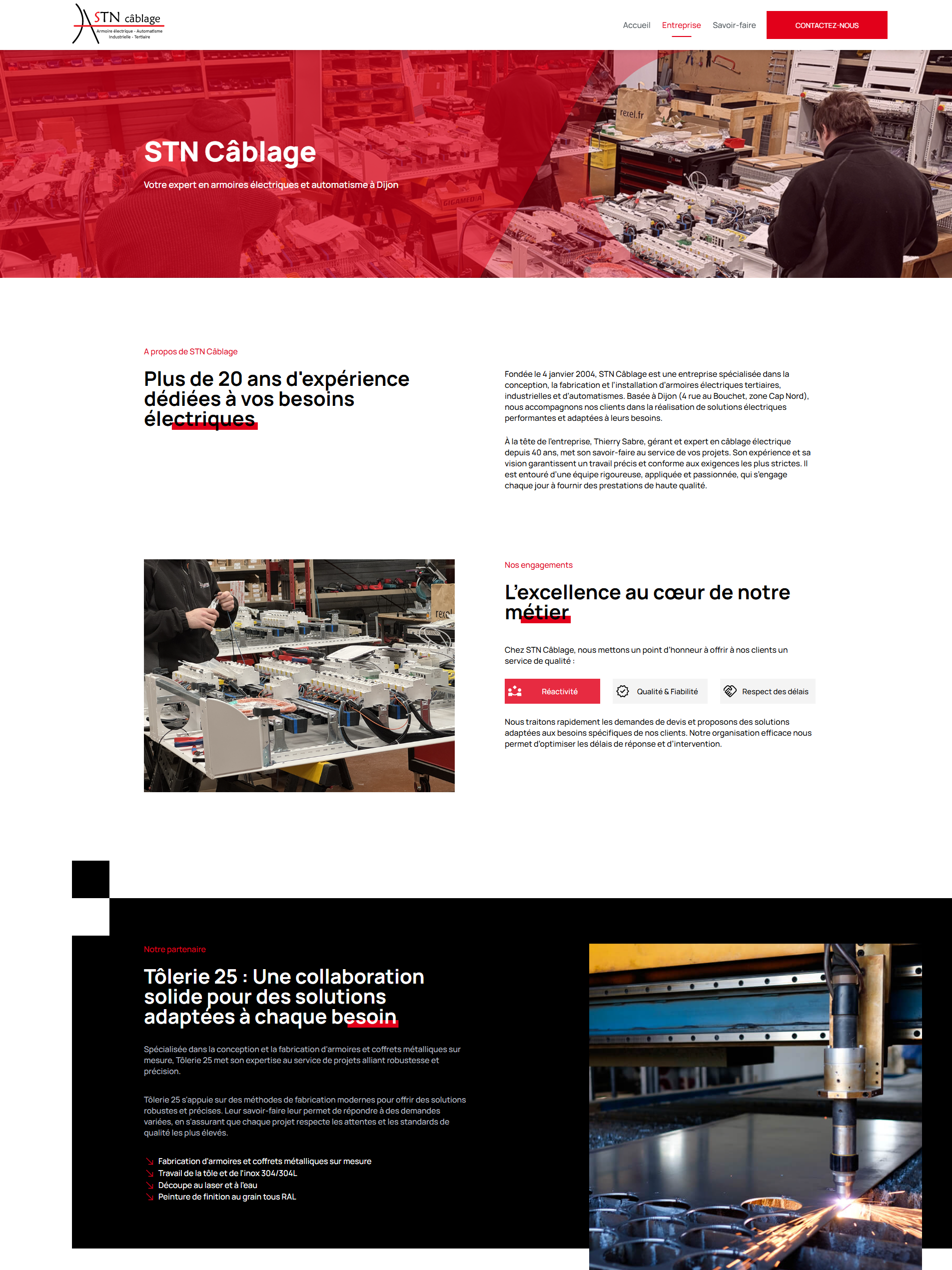 site web STN Câblage page entreprise qui sommes-nous